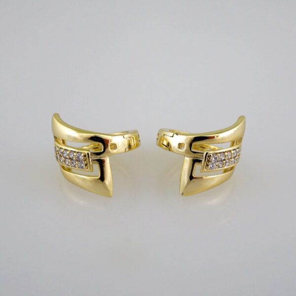 Woman Earrings / Aretes Dama/ Zircon Stone/ 14k Real Color// E495