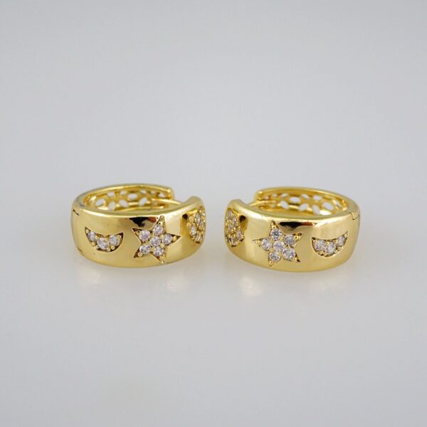Women Earrings/ Aretes Dama/  Zircon Stone/  14k Real Color// E571