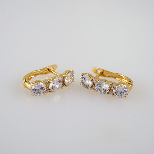 Women Earrings/ Aretes Dama/  Zircon Stone/  14k Real Color// E602