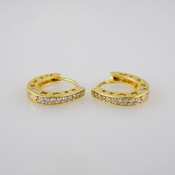 Women Earrings/ Aretes Dama/  Zircon Stone/  14k Real Color// E633