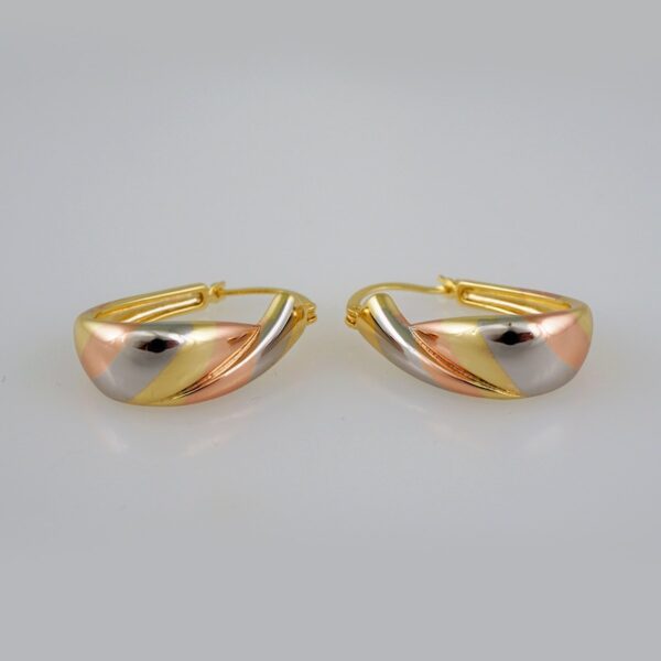Women Earrings/ Aretes Dama/ Plain/  Three Tone// E635