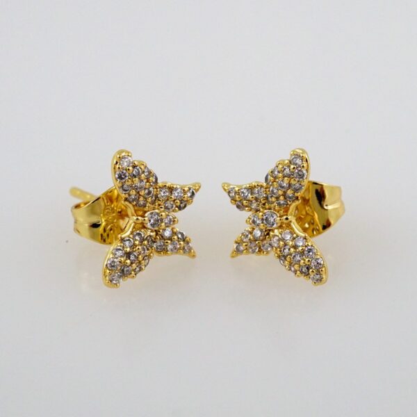 Women Earrings/ Aretes Dama/  Zircon Stone/  14k Real Color// E752
