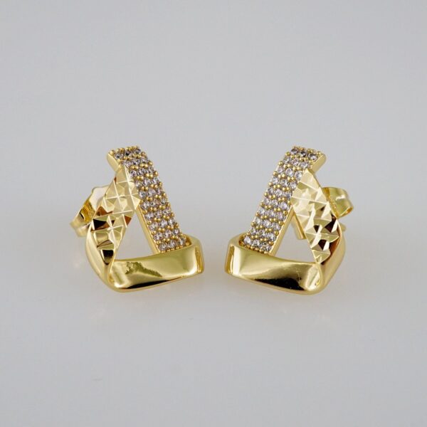 Women Earrings/ Aretes Dama/  Zircon Stone/  14k Real Color// E815