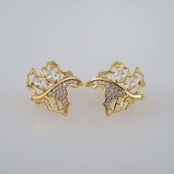 Women Earrings/ Aretes Dama/  Zircon Stone/  14k Real Color// E931
