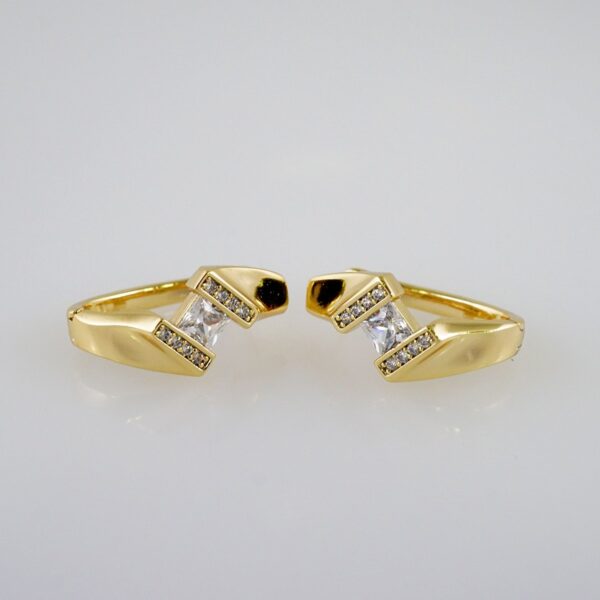 Women Earrings/ Aretes Dama/Zircon Stone/14k Real Color// E996