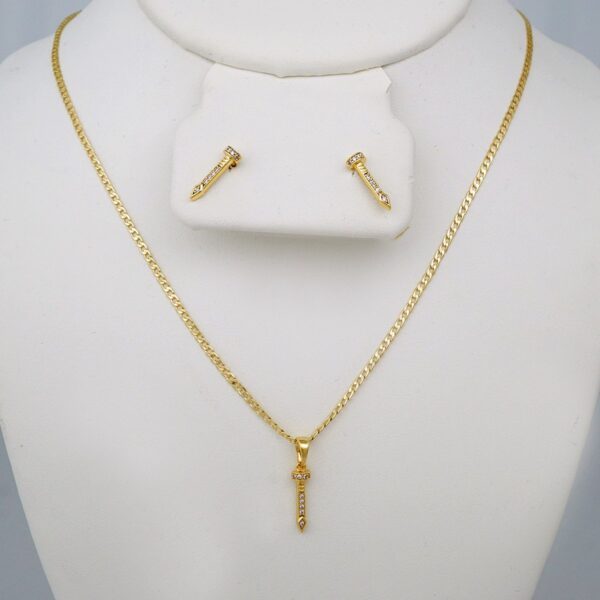 Cadenas & Colgantes & Earrings/ Chain W/Pendants /  14K Real Color/  Zircon Stone/ 2mmx45// SET759