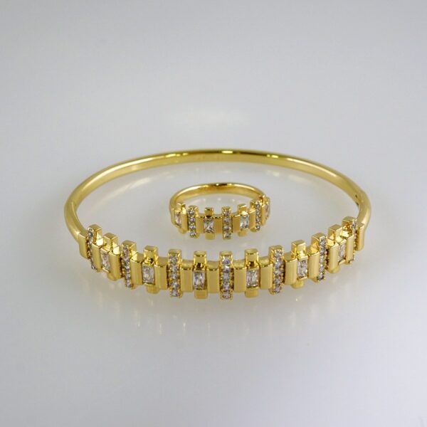 Women Bangles & Rings/ Pulsos Dama c/Anillo/  Zircon Stone/  14K Real Color// P338