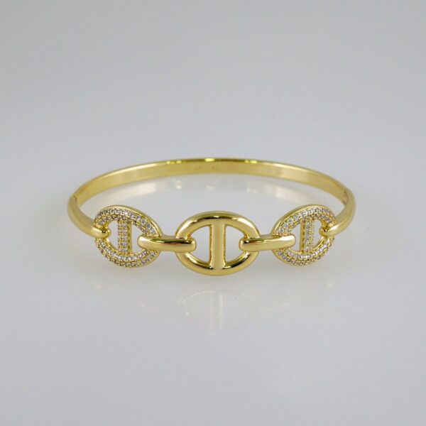 Women Bangles/ Pulsos Dama/ Zircon Stone/ 14K Real Color// P342