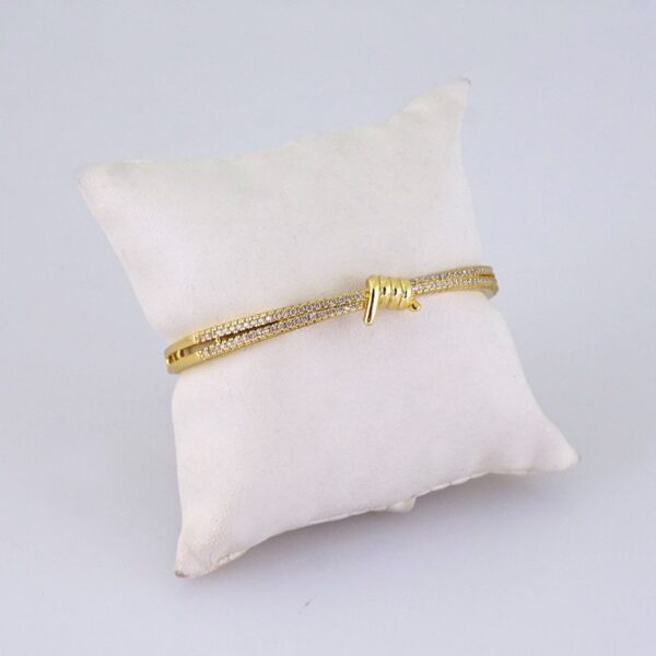 Women's Bangle - Pulso Dama - Zircon Stone - 14K Real Color - Stainless Steel - P366