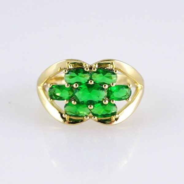 R639 RING - ANILLO - Zircon Stone - 14K Real Color - Green