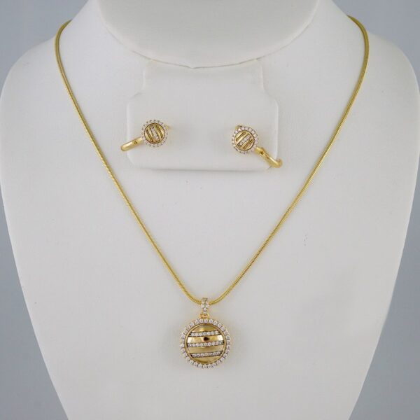 Cadenas & Colgantes & Earrings/ Chain W/Pendants /  14K Real Color/  Zircon Stone/  3mmx45cm// SET912