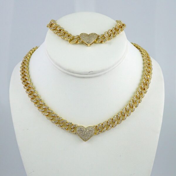 Gargantilla & Pulsera / Choker W/ Bracelet/  14K Real Color/ Zircon Stone/ 8mmx45cm// SET1022