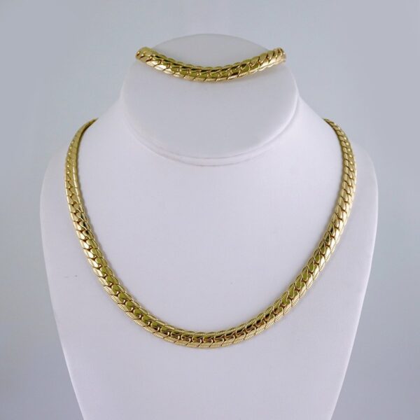 Gargantilla & Pulsera / Choker W/ Bracelet/  14K Real Color/  Plain/  8mmx45cm// SET1028