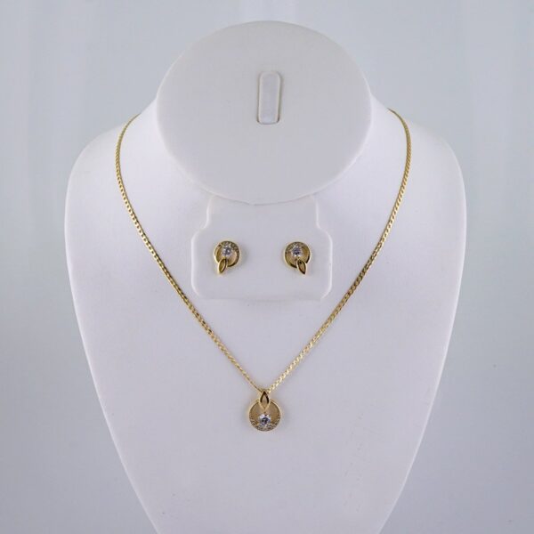 Cadenas & Colgantes & Earrings/ Chain W/Pendants /  14K Real Color/  Zircon Stone/  2mmx45cm// SET1068