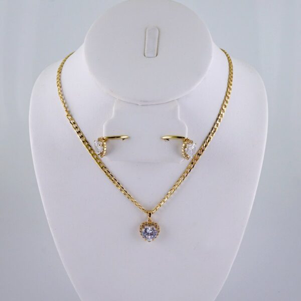 Cadenas & Colgantes & Earrings/ Chain W/Pendants /  14K Real Color/  Zircon Stone/  2mmx45cm// SET1071