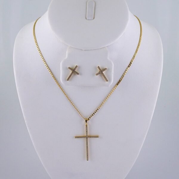 Cadenas & Colgantes & Earrings/ Chain W/Pendants /  14K Real Color/  Zircon Stone/  2mmx45cm// SET1072