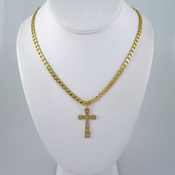 Cadenas & Colgantes/ Chain Men/Pendants/  Zircon Stone/  14K Real Color/  6mm x60cm// SET1088