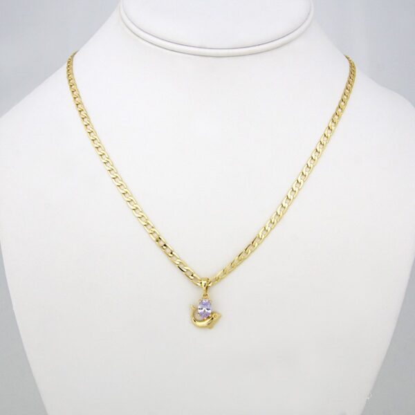 Cadenas & Colgantes & Aretes / Chain W & Pendants & Earrings/  14K Real Color/  Zircon Stone/ 3mm x 45 cm// SET109