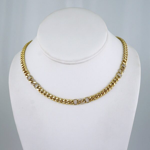 Cadenas/ Chain /  14K Real Color/  Zircon Stone/  6mmx45cm/ Cuban link// SET1140