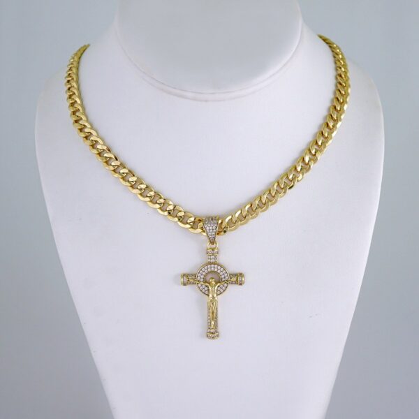 Cadenas & Colgantes/ Chain Men/Pendants/ Zircon Stone/ 14K Real Color/ 8mm x60cm// SET1174
