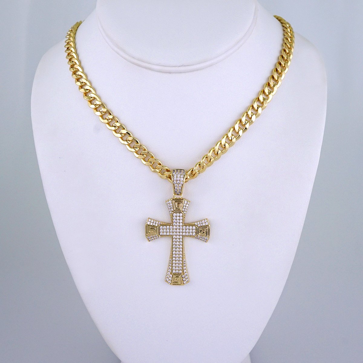 Cadenas & Colgantes/ Chain Men/Pendants/ Zircon Stone/ 14K Real Color/ 8mm x60cm// SET1229