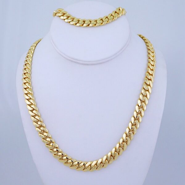 Cadenas & Pulseras/ Chain & Bracelet/ 14K Real Color/Plain/ Cierre Original/ 10mmx60cm// SET1266