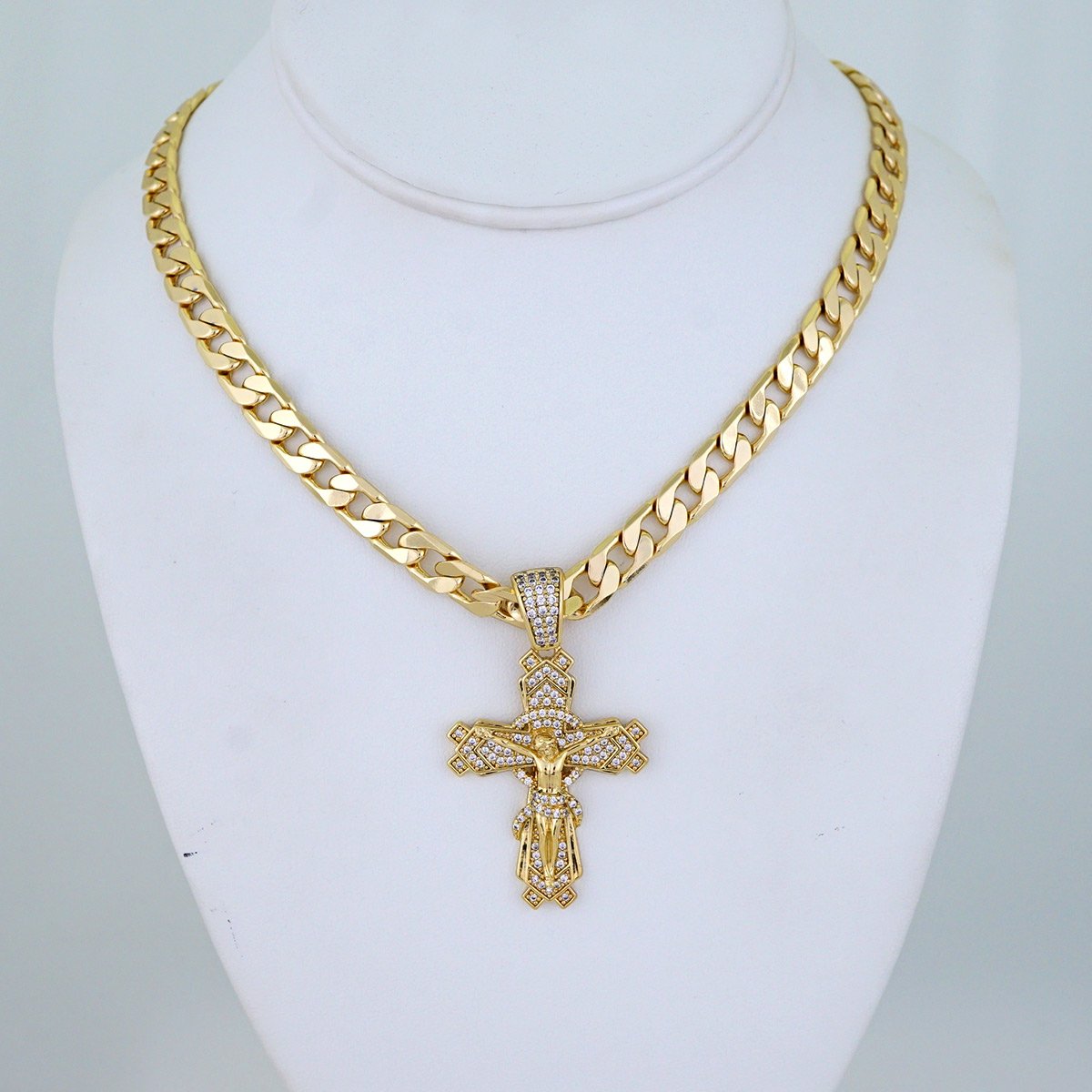 Cadenas & Colgantes/ Chain Men/Pendants/ Zircon Stone/ 14K Real Color/ 8mm x60cm// SET1282