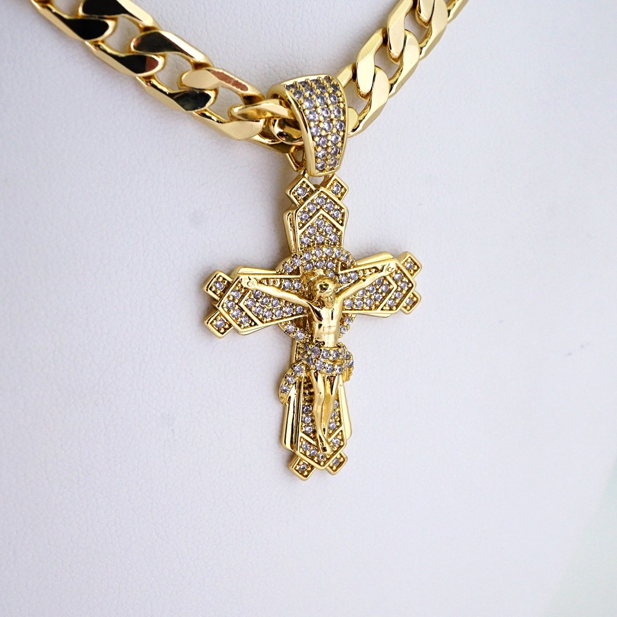 Cadenas & Colgantes/ Chain Men/Pendants/ Zircon Stone/ 14K Real Color/ 8mm x60cm// SET1282 - Image 2
