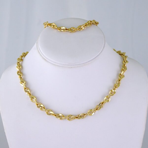 SET1362 Gargantilla & Pulsera / Choker W/ Bracelet/ Plain/14K Real Color/6mmX45cm