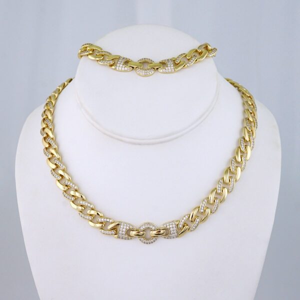 SET1379 Gargantilla & Pulsera / Choker W/ Bracelet/ 14K Real Color / Zircon Stone 8mm x 45cm/