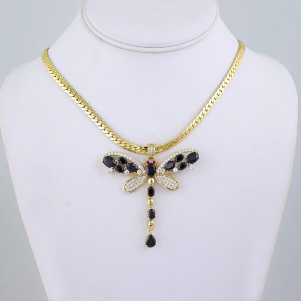 SET1381 Cadenas & Colgantes - Chain & Pendants - Black Zircon Stone - 14K Real Color / 5mmX50cm