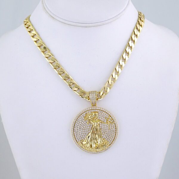 SET1383 Cadenas & Colgantes - Chain & Pendants - White Zircon Stone - 14K Real Color / 8mmX60cm