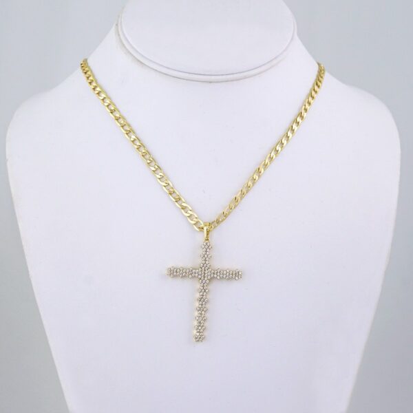 SET1384 Cadenas & Colgantes - Chain & Pendants - White Zircon Stone - 14K Real Color / 4mmX60cm