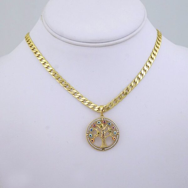 SET1402  Gargantilla & Colgantes- Choker W/ Pendants- 14K Real Color- Zircon Stone- 4mm x45cm