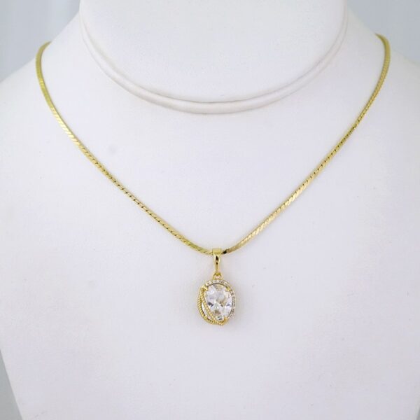 SET1411 Chain & Colgantes- Choker W/ Pendants- 14K Real Color- Zircon Stone- 2mm x45cm