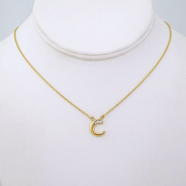 SET1413 Cadenas & Colgantes/ Chain W/Pendants/ Letter  " C " 14K Real Color/ Zircon Stone
