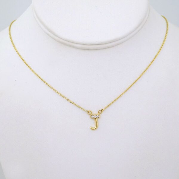 SET1415 Cadenas & Colgantes/ Chain W/Pendants/ Letter  " J " 14K Real Color/ Zircon Stone