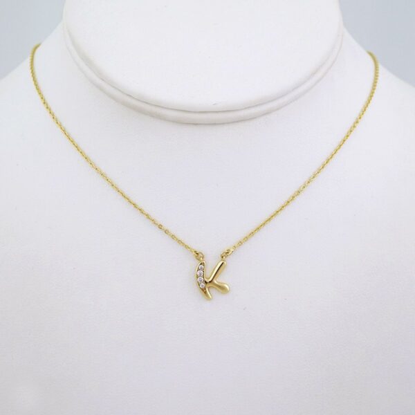 SET1416 Cadenas & Colgantes/ Chain W/Pendants/ Letter  " K " 14K Real Color/ Zircon Stone