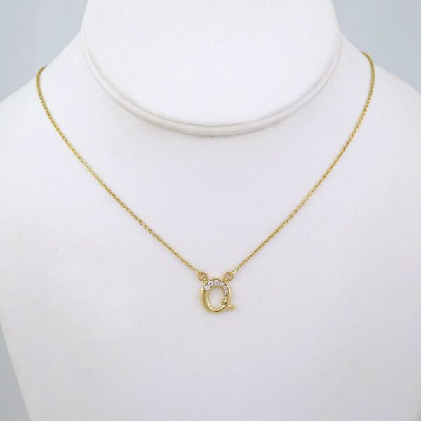 SET1418Cadenas & Colgantes/ Chain W/Pendants/ Letter  " Q " 14K Real Color/ Zircon Stone