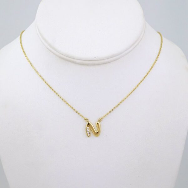 SET1419 Cadenas & Colgantes/ Chain W/Pendants/ Letter  " N " 14K Real Color/ Zircon Stone