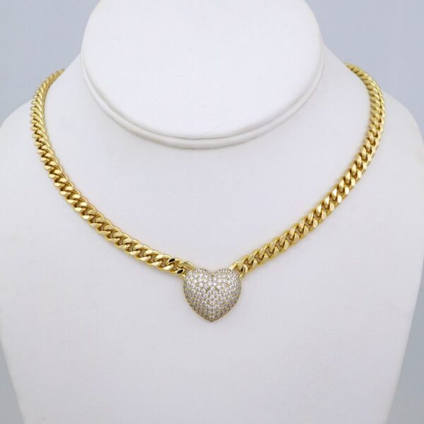 SET1439 Chain & Colgantes- Choker W/ Pendants- 14K Real Color- Zircon Stone- 4mmX50cm