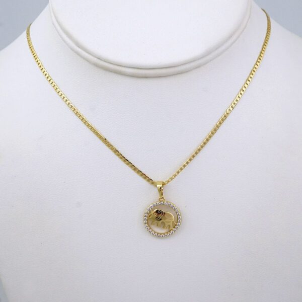 SET1441 Chain & Colgantes- Choker W/ Pendants- 14K Real Color- Zircon Stone- 2mmX45cm