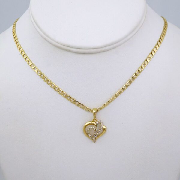 SET1443 Chain & Colgantes- Choker W/ Pendants- 14K Real Color- Zircon Stone- 3mmX45cm