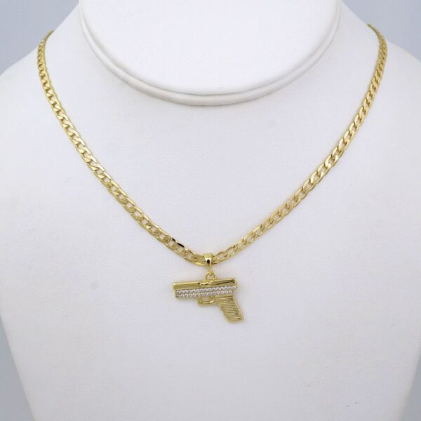 SET1444 Chain & Colgantes- Choker W/ Pendants- 14K Real Color- Zircon Stone- 3mmX60cm