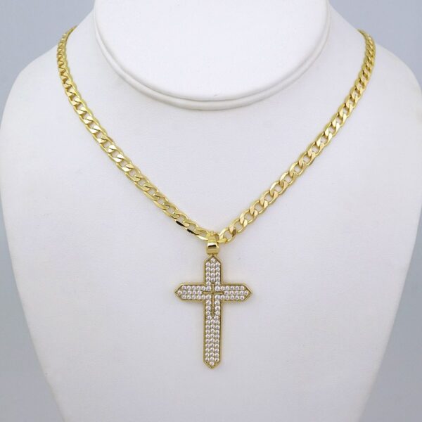 SET1445 Chain & Colgantes- Choker W/ Pendants- 14K Real Color- Zircon Stone- 4mmX60cm