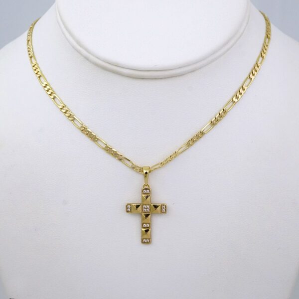 SET1446 Chain & Colgantes- Choker W/ Pendants- 14K Real Color- Zircon Stone- 3mmX45cm