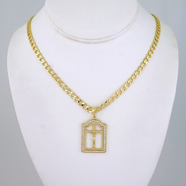 SET1448 Chain & Colgantes- Choker W/ Pendants- 14K Real Color- Zircon Stone- 5mmX60cm