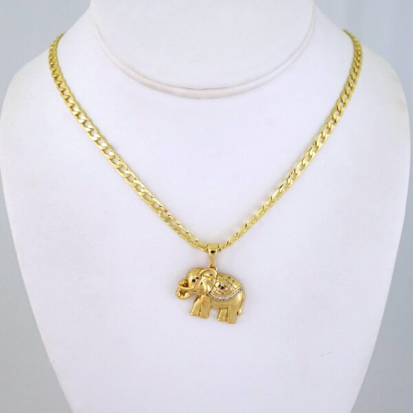 SET1449 Chain & Colgantes- Choker W/ Pendants- 14K Real Color- Zircon Stone- 4mmX45cm