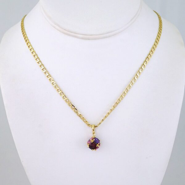 SET1450 Chain & Colgantes- Choker W/ Pendants- 14K Real Color- Zircon Stone- 3mmX45cm