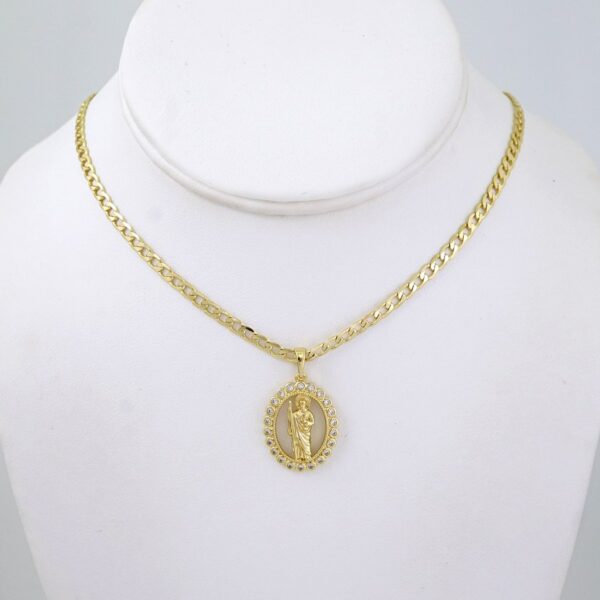 SET1470 Chain & Colgantes- Choker W - Pendants- 14K Real Color - Zircon Stone - 3mm x45cm
